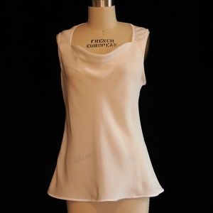 Fletcher Artworks, LLC Cream Draped Neck Silk Tank Size Small